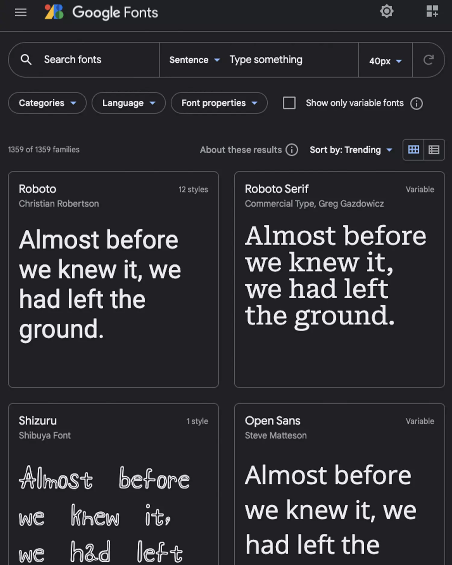 Blog google font
